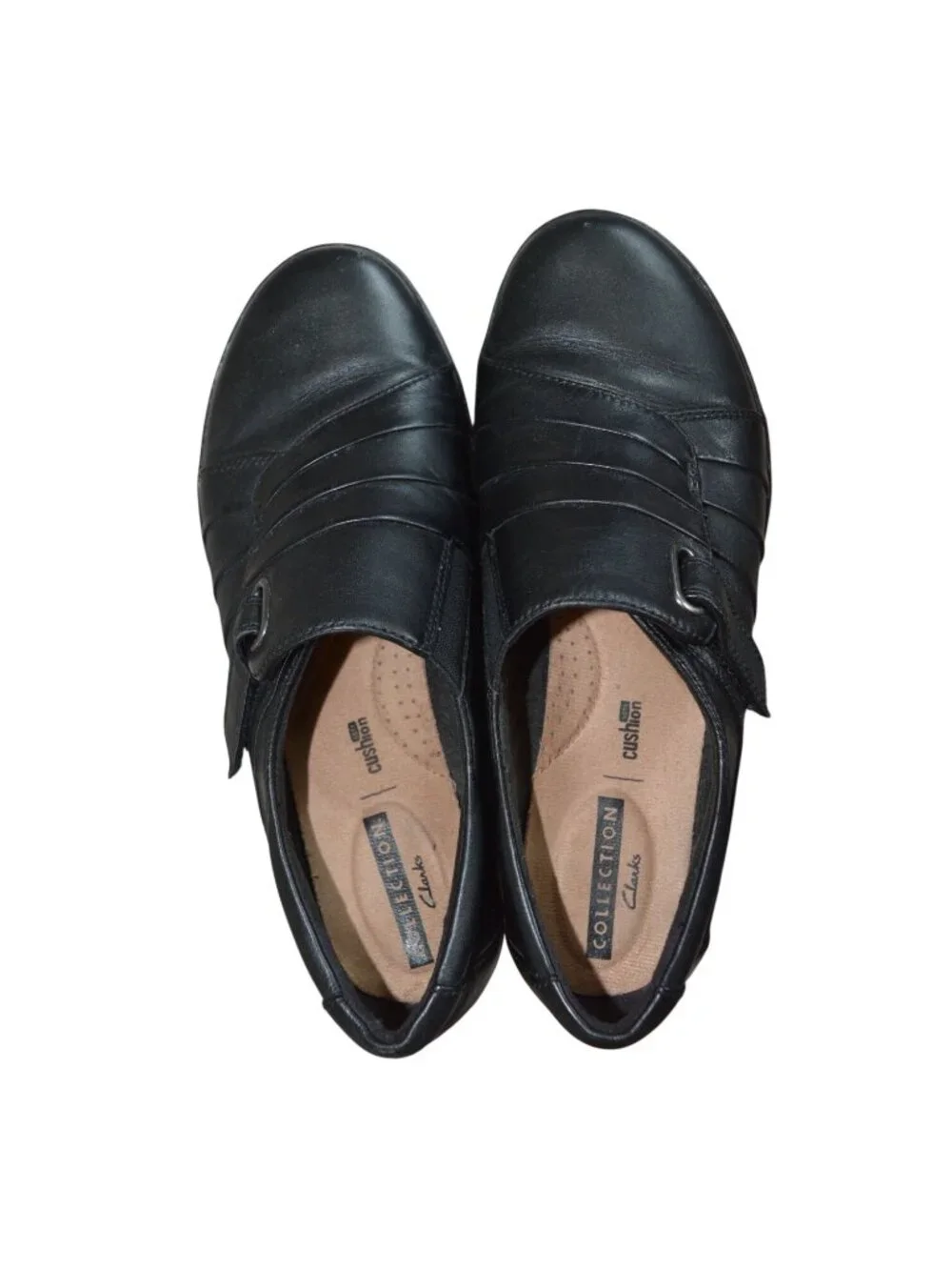 Clarks Everlay Luna Black Leather Slip On Loafers Women's Size 6.5W Casual Boho
